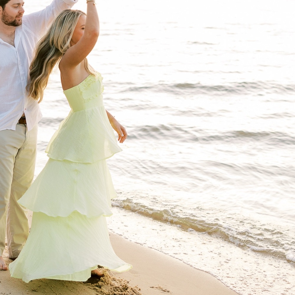 Lemon/Lime Tiered Ruffle Maxi Dress
